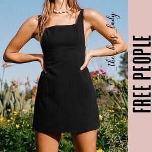Free People Black Mini Dress with Square Neck